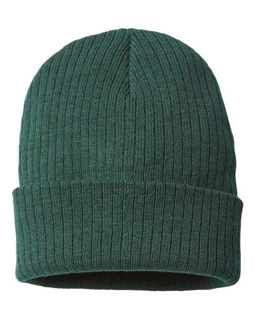 Sustainable Rib Cuffed Beanie - Bottle Green Back