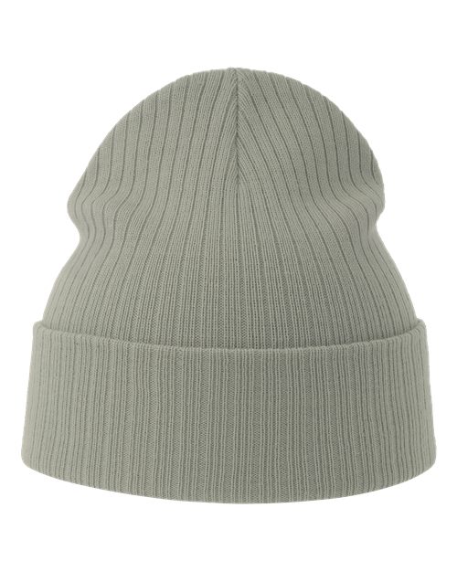 Sustainable Rib Cuffed Beanie - Light Grey Back