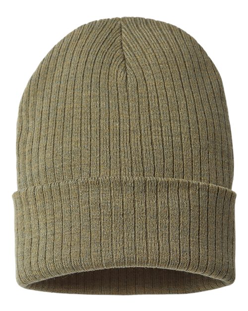 Sustainable Rib Cuffed Beanie - Olive Back
