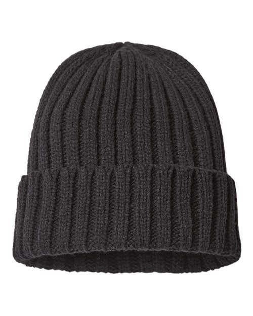 Sustainable Cable Knit Cuffed Beanie - Black Back