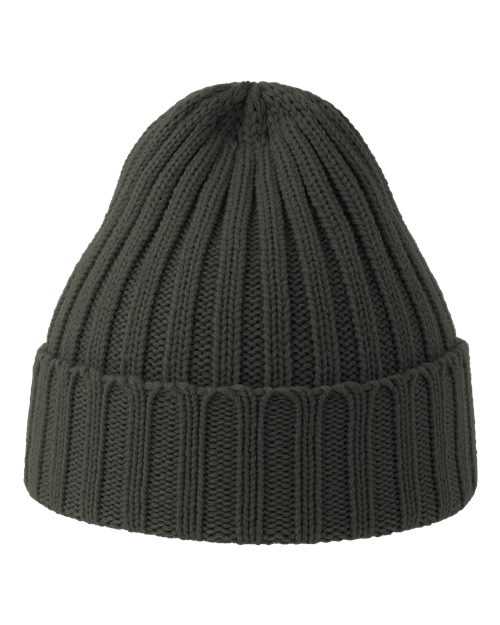 Sustainable Cable Knit Cuffed Beanie - Dark Grey Back