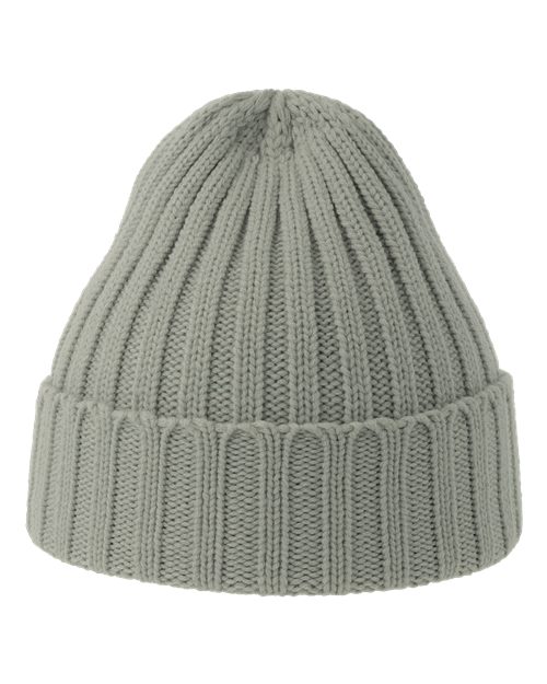 Sustainable Cable Knit Cuffed Beanie - Light Grey Back