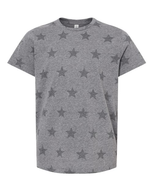 Youth Star Print Tee - Granite Heather Star Front