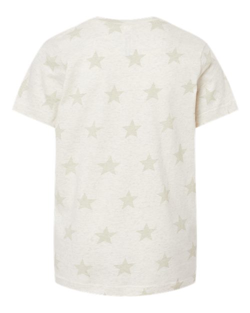 Youth Star Print Tee - Natural Heather Star Back