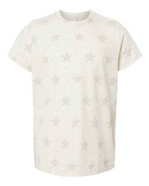 Youth Star Print Tee - Natural Heather Star Front