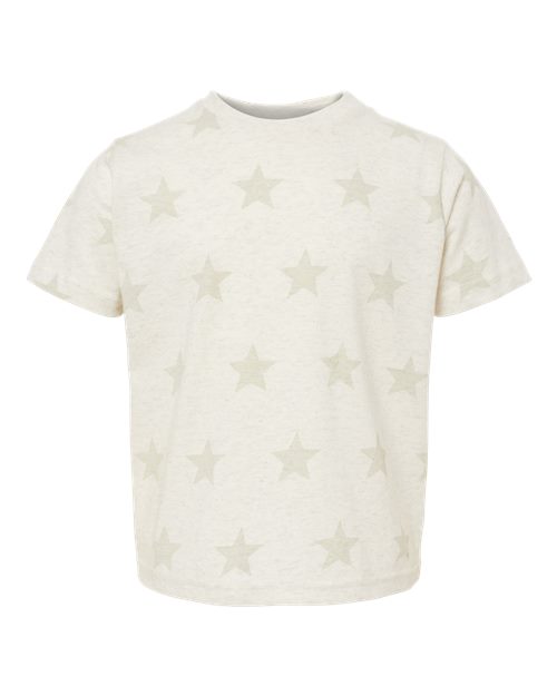 Toddler Star Print Tee - Natural Heather Star Front