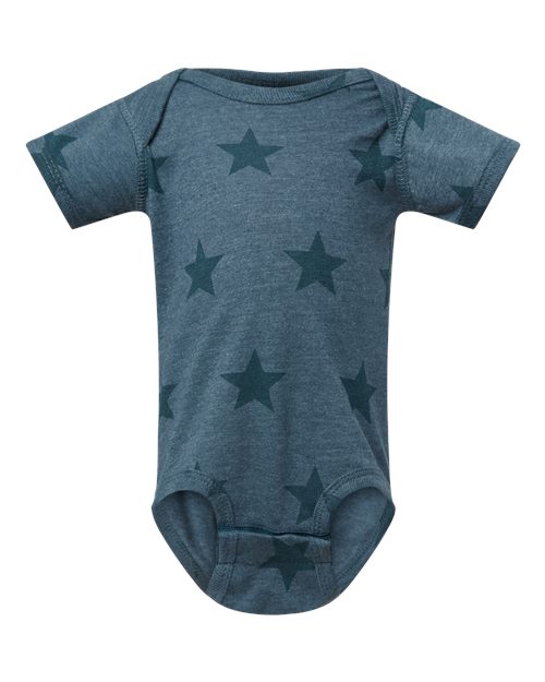 Infant Star Print Bodysuit - Denim Star Front