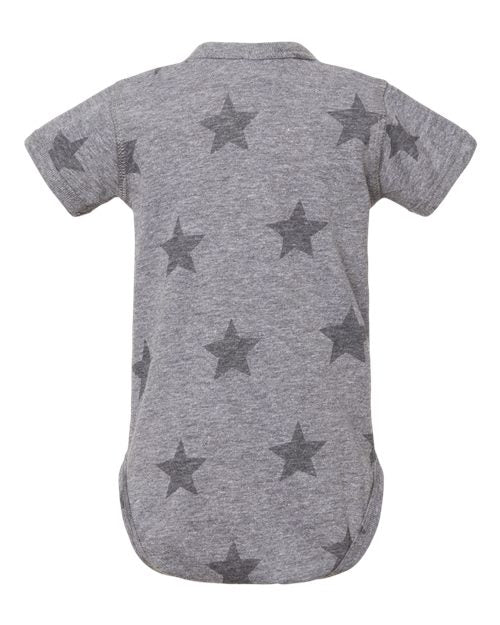 Infant Star Print Bodysuit - Granite Heather Star Back