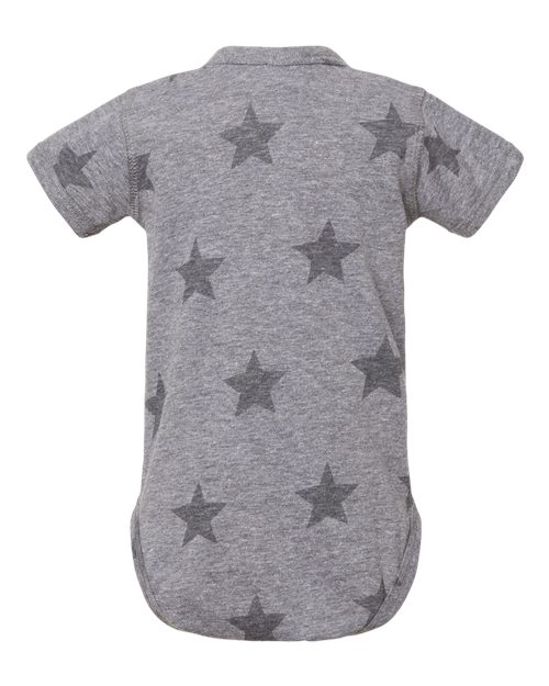 Infant Star Print Bodysuit - Granite Heather Star Back