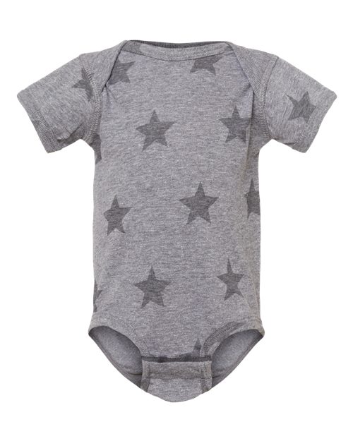 Infant Star Print Bodysuit - Granite Heather Star Front