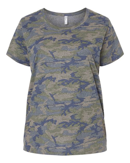 Women's Curvy Collection Fine Jersey Tee - Vintage Camo Front