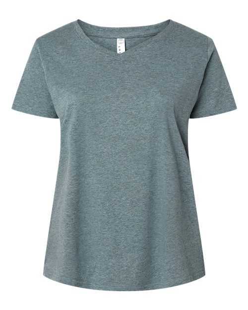 Women's Curvy Collection Fine Jersey V-Neck Tee - Ice Blackout Front