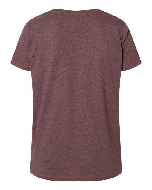 Women's Curvy Collection Fine Jersey V-Neck Tee - Sangria Blackout Back
