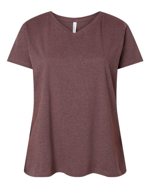Women's Curvy Collection Fine Jersey V-Neck Tee - Sangria Blackout Front