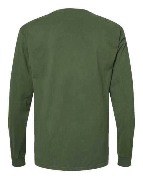 Unisex Garment-Dyed Long Sleeve T-Shirt - Moss Back