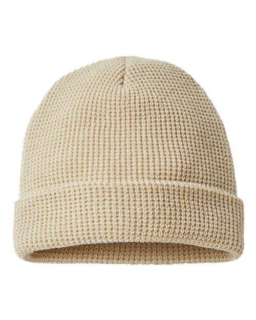 Waffle Cuffed Beanie - Birch Front