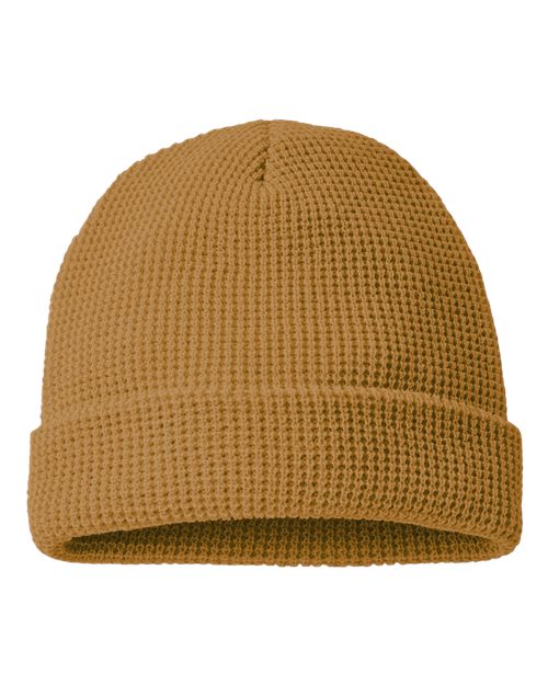 Waffle Cuffed Beanie - Camel Front