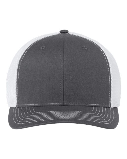 112+ R-Flex Adjustable Trucker Cap - Charcoal/ White Front