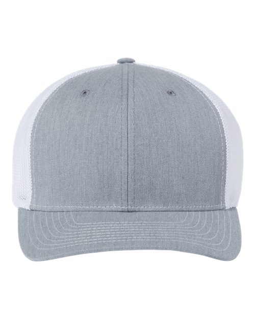 112+ R-Flex Adjustable Trucker Cap - Heather Grey/ White Front