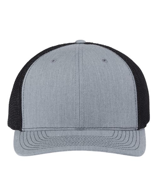 112+ R-Flex Adjustable Trucker Cap - Heather Grey/ Black Front