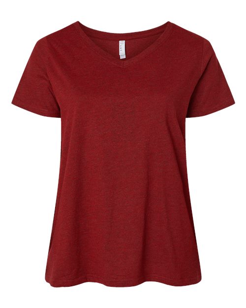 Women's Curvy Collection Fine Jersey V-Neck Tee - Cardinal Blackout Front
