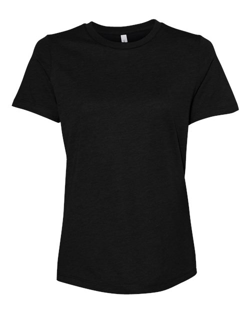 Women’s Relaxed Fit Heather CVC Tee - Solid Black Blend Front