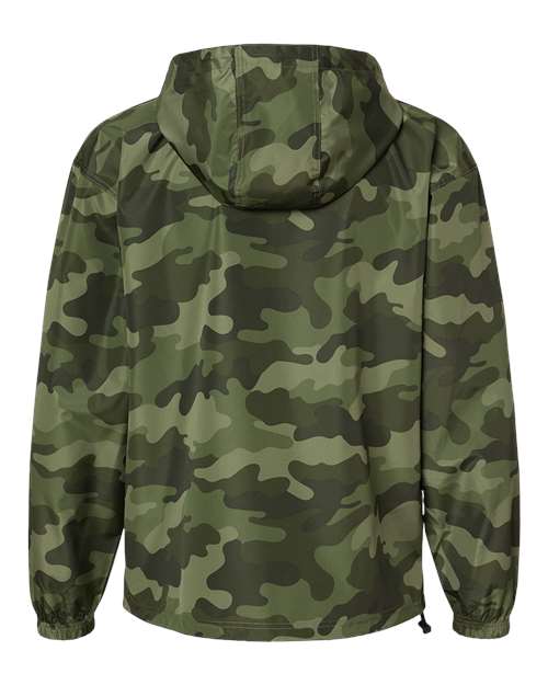 Unisex Packable Anorak Jacket - Olive Green Camo Back