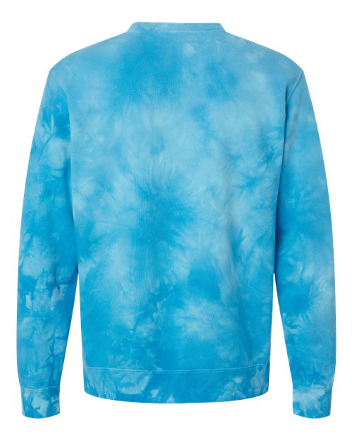 Unisex Midweight Tie-Dyed Crewneck Sweatshirt - Tie Dye Aqua Blue Back