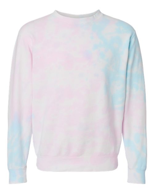 Unisex Midweight Tie-Dyed Crewneck Sweatshirt - Tie Dye Cotton Candy Front
