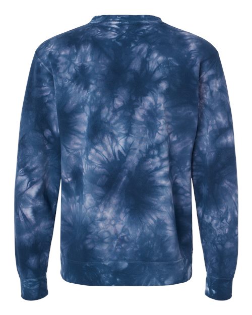 Unisex Midweight Tie-Dyed Crewneck Sweatshirt - Tie Dye Navy Back