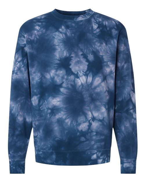 Unisex Midweight Tie-Dyed Crewneck Sweatshirt - Tie Dye Navy Front