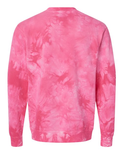 Unisex Midweight Tie-Dyed Crewneck Sweatshirt - Tie Dye Pink Back