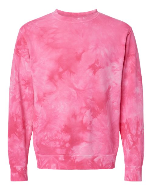 Unisex Midweight Tie-Dyed Crewneck Sweatshirt - Tie Dye Pink Front
