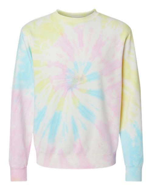 Unisex Midweight Tie-Dyed Crewneck Sweatshirt - Tie Dye Sunset Swirl Front
