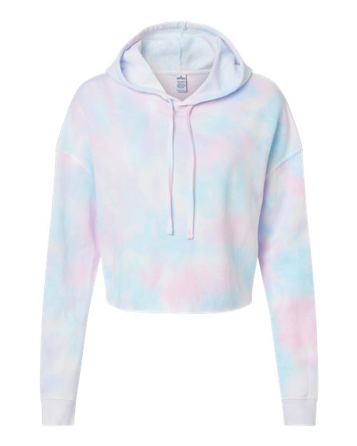 Women’s Lightweight Crop Hooded Sweatshirt - Tie Dye Cotton Candy Front