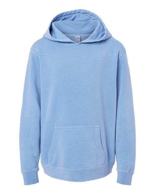 Youth Midweight Pigment-Dyed Hooded Sweatshirt - Pigment Light Blue Front
