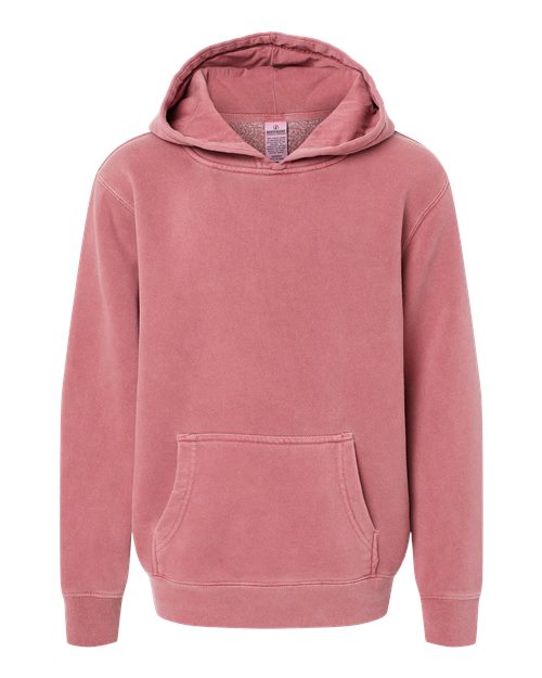 Youth Midweight Pigment-Dyed Hooded Sweatshirt - Pigment Maroon Front