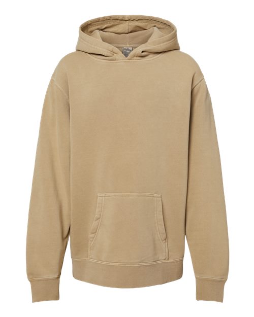 Youth Midweight Pigment-Dyed Hooded Sweatshirt - Pigment Sandstone Front