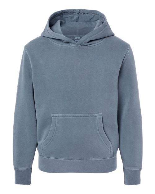 Youth Midweight Pigment-Dyed Hooded Sweatshirt - Pigment Slate Blue Front