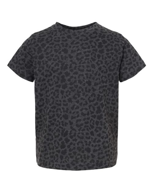 Toddler Fine Jersey Tee - Black Leopard Front