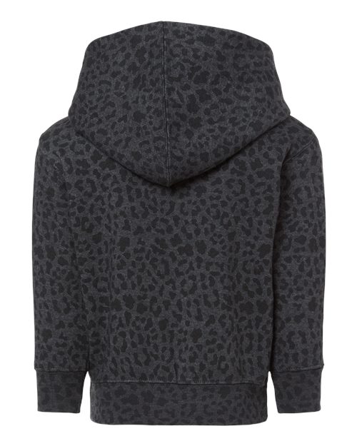 Toddler Pullover Fleece Hoodie - Black Leopard Back