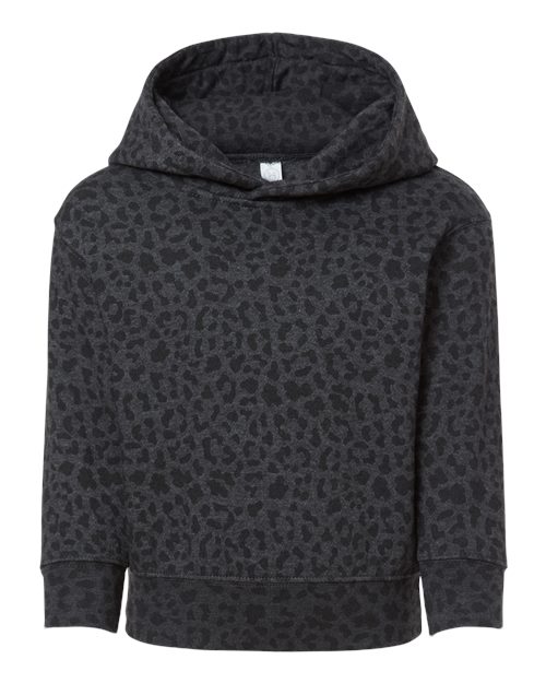 Toddler Pullover Fleece Hoodie - Black Leopard Front