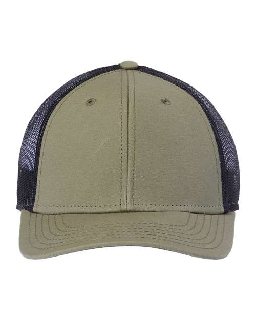 Sustainable Recy Three Trucker Cap - Olive/ Black Front