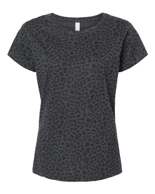LAT Women's Fine Jersey Tee - Black Leopard Front