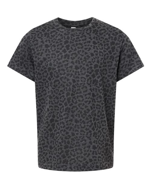 Youth Fine Jersey Tee - Black Leopard Front