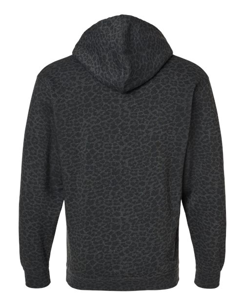 Unisex Elevated Fleece Hoodie Sweatshirt - Black Leopard Back