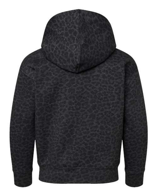 Youth Fleece Hoodie Sweatshirt - Black Leopard Back