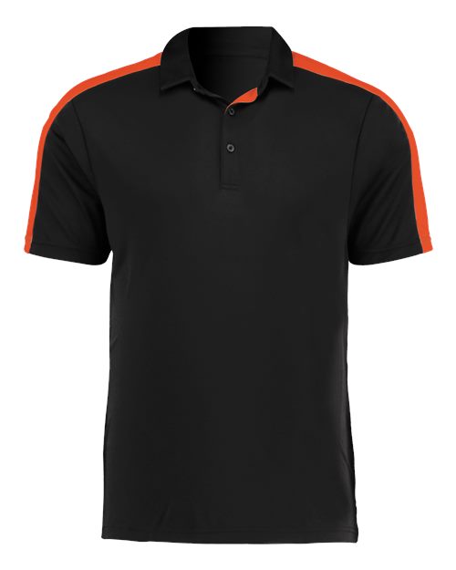 Men's Two-Tone Vital Polo - Black/ Orange Front