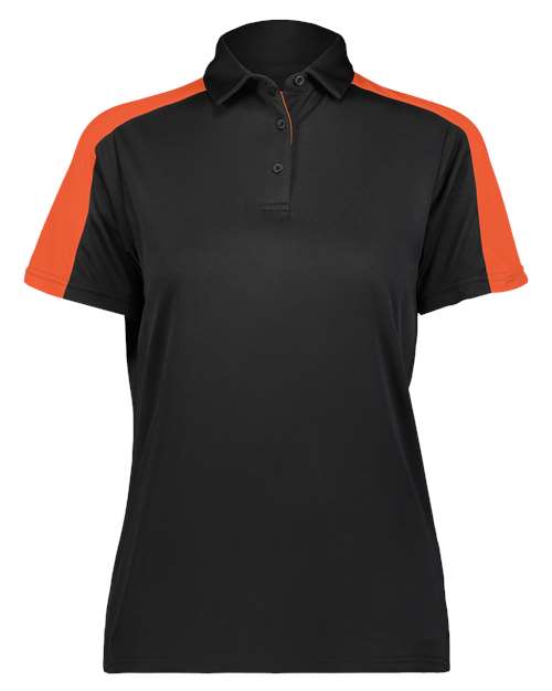 Women's Two-Tone Vital Polo - Black/ Orange Front