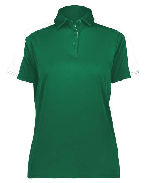 Women's Two-Tone Vital Polo - Dark Green/ White Front